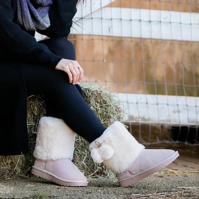 Women's Pom Pom Sheepskin Boots - Image 7